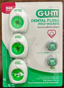Filo interdentale GUM Pro-Weave come nuovo cerato numero 3 + 2 unità da viaggio 548 iarde totali - Foto 1 di 5