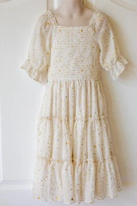 Rare Editions Big Girls Smocked Bodice Tiered Princess Dress Ivory - Size 7 - Picture 1 of 5