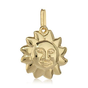 Kettenanhänger Sonne 333 Gelb Gold 8 Karat poliert 15mm Klein Amulett Talisman - Picture 1 of 1