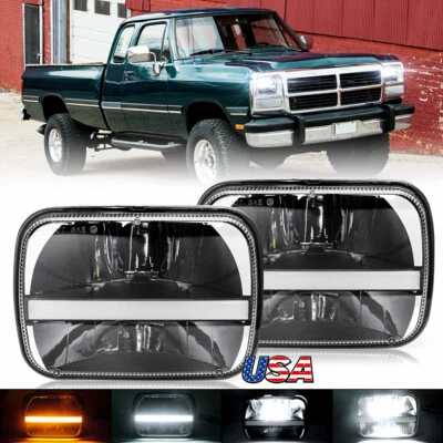 New for Dodge W150 W250 W350 D150 D250 D350 Pair 7x6" LED Headlights w/ DRL Turn - Image 1 of 4