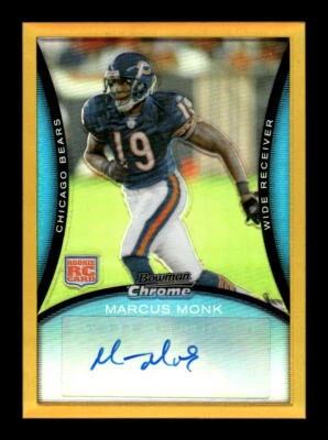 2008 Bowman Chrome #BC100 Marcus Monk Rookie Autographs Gold Refractors #/25 - Image 1 of 2