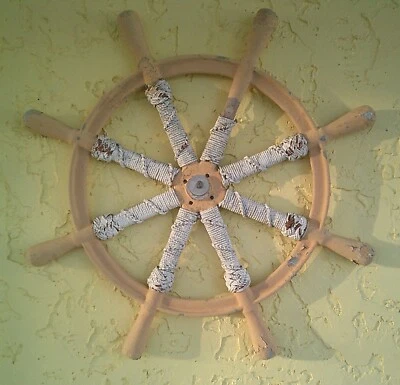 SHIPS STEERING WHEEL, 29.5", Galvanized steel boat wheel from wooden ketch, 1940 - Image 1 of 3