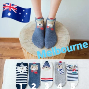 Cute Harajuku Animal Socks Women Summer Korean Cat Bear Rabbit Funny Low Cut - Picture 1 of 1