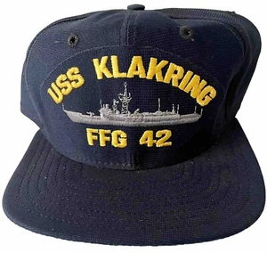 1980s USS KLAKRING FFG-42 FRIGATE BASEBALL CAP HAT NAVY BLUE NEW NOS VINTAGE - Picture 1 of 7