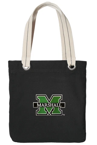Marshall University COOL BLACK Cotton Tote Bag HOT COLORS! Cover