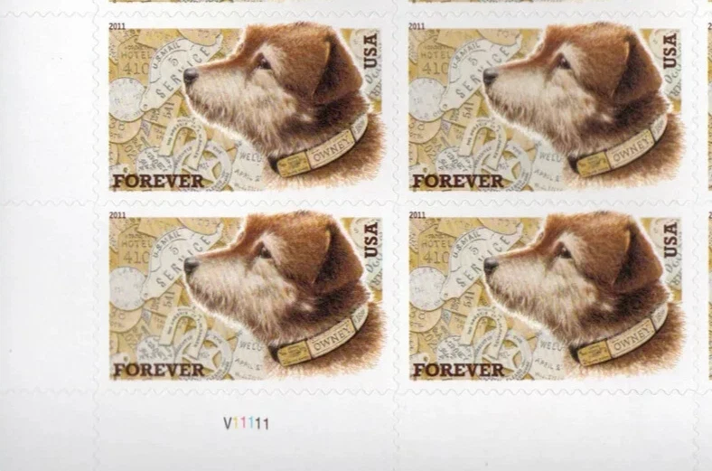 US Owney the Postal Dog Forever Stamp Plate Block of 4 Scott #4547 - Image 1 of 1