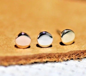 14K Solid Gold Round Discs ,Piercing, Body Jewelry 25g Threadless pin - Picture 1 of 6