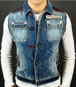 DSQUARED2 VEST mix and match Denim, Leather, Padding and Knit EU46 RARE Italy - Picture 1 of 12