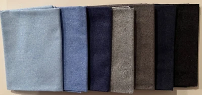 Blue Brown Black Fat Quarters 7 Coordinating Tonal Fabrics 18"x22" FQB #3 - Image 1 of 4