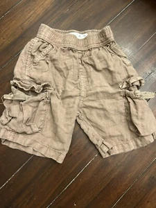 Boys Zara Brown Linen Cargo Shorts Elastic Waist Size 4 Kids Toddler - Picture 1 of 5