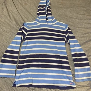 vineyard vines Blue Stripped hoodie whale logo Kangaroo Pocket L 14 kids EUC - Picture 1 of 9
