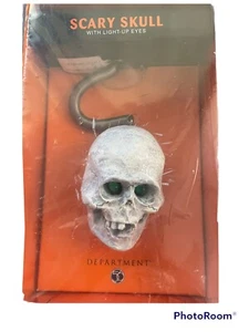 Retired Department 56 Scary Skull Bungee Ornament Light Up Green Eyes NIB - Picture 1 of 7