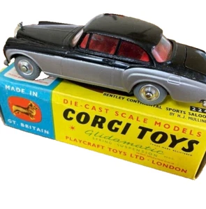 ・RARE Vintage Corgi Toys 224 Bentley Continental Sports Saloon two-tone black - Picture 1 of 10