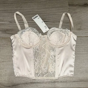 urban outfitters ava lace and satin corset bustier top size xs - Picture 1 of 4
