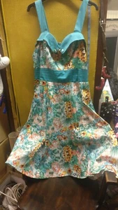 Dancing Days By Banned Apparel Halter Neck Dress Size XL.Green Multicoloured - Picture 1 of 5