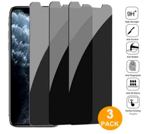 3Pcs Privacy Tempered Glass Screen Protector For iPhone 12 Pro XR 11 Pro Xs Max - Picture 1 of 7