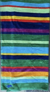 NWT Polo Ralph Lauren Multi PACIFIC STRIPE BIG PONY 35”x 66” Plush Beach Towel - Picture 1 of 3