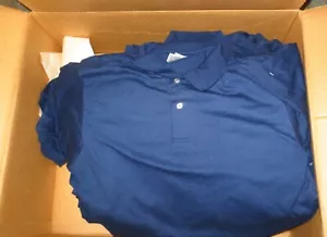 Men Golf Shirt Navy 36 Pc Medium Fruit of the loom 50/50 Cotton/Polyester - Picture 1 of 3