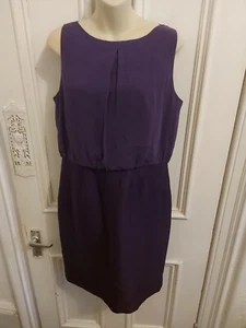 Planet Purple Round Neck Sleeveless Knee Length Silk Mix Pencil Dress Size 10 - Picture 1 of 10