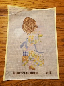 Vtg Brentwood Designs 6065 Needlepoint Stamped Canvas Woman in Calico Unused - Picture 1 of 2