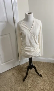 Damen Hatley Schweizer Punkte Creme Französisch Wickel Top Bluse • Größe M * Neu mit Etikett - Bild 1 von 9