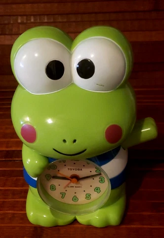 Rare Toyoba Frog Alarm Quartz Clock Working Ribbbits Vintage Japan Cover