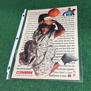 Vintage 1991 LARRY JOHNSON Grandmama CONVERSE Print Ad NBA Basketball Shoes - Picture 1 of 6