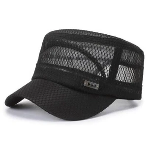 Summer Men's Mesh Flat Cap Army Hat Cadet Castro Military Patrol Baseball - Picture 1 of 10