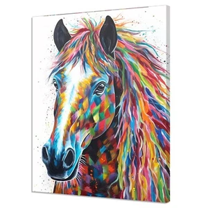 Colourful Horse Wall Art Print, Watercolour Painting Style Animal, Canvas Print - Picture 1 of 7