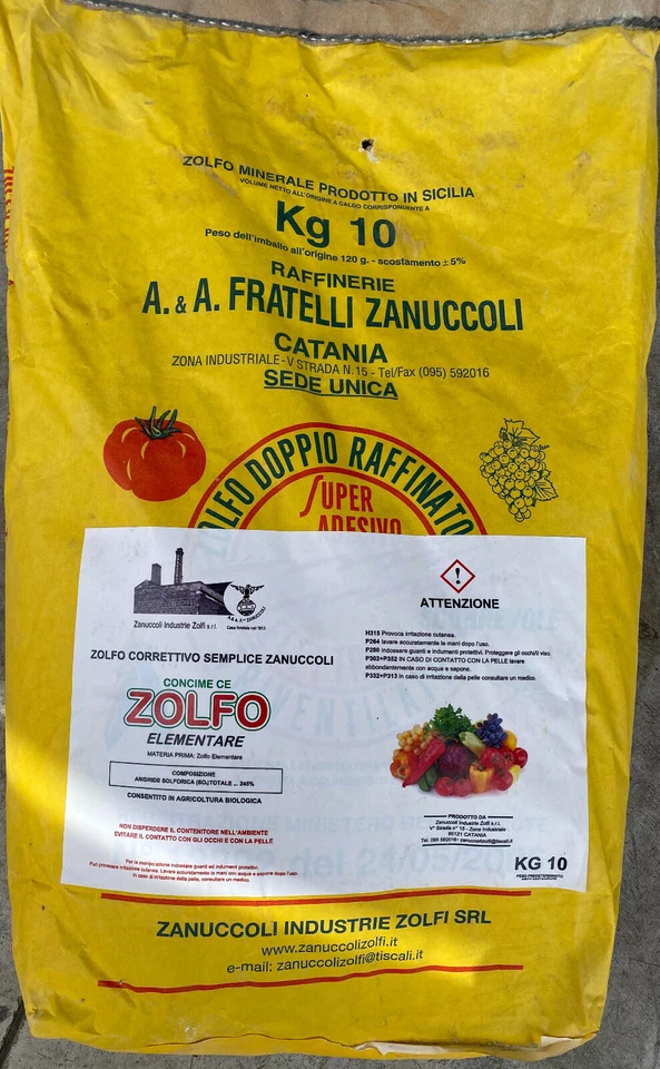 ZOLFO CORRETTIVO GIALLO TRIVENTILATO ZANUCCOLI KG.10 POLVERE SECCA  - Immagine 1 di 1