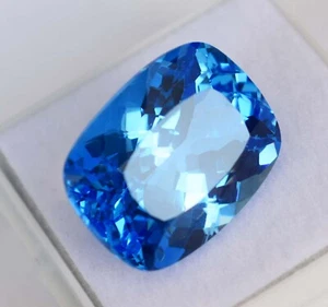 Attractive Sky Blue  Aquamarine 19 CT Cushion Cut Certified Gemstone - Picture 1 of 9