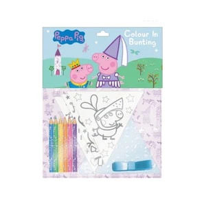 Children's Peppa Pig Colour In Paper Bunting & Colouring Pencils Creative Party - Picture 1 of 1