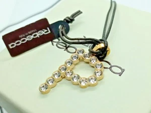 Jewelry Rebecca Letter P Initial Name Pendant Necklace Yellow Gold and Zircons - Picture 1 of 3