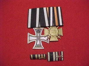 ERSTER WELTKRIEG DEUTSCHES 2 MEDAILLENBARREN ~ EISERNES KREUZ 2. KLASSE - HINDENBURG MEDAILLE & BANDBARREN - Bild 1 von 15