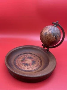 Vintage Olde World Globe Wooden Key-Coin Tray/Bowl-Made In Italy - Picture 1 of 6