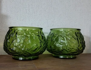 VINTAGE E. O. BRODY CO. GLASS PEBBLED BOWL VASE (Set of 2) - Picture 1 of 9