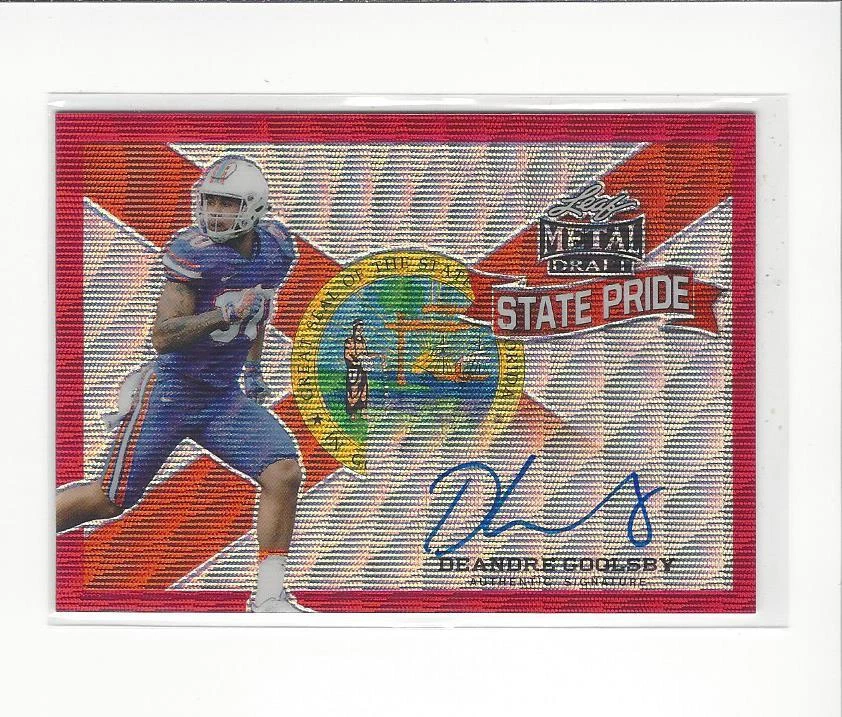 2018 Leaf Metal Draft State Pride Wave Red DeAndre Goolsby RC AUTOGRAPH Lions /2 - Image 1 of 1
