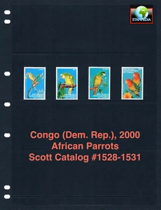 1/3 off $13.50 Scott Value - 2000 CONGO ZAIRE Parrots African CV MNH NH UM - Picture 1 of 4