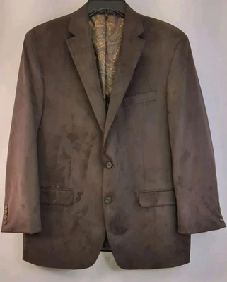 Lauren Ralph Lauren Sport Coat Size 48L Brown Faux Suede 2 Button Blazer - Image 1 of 4