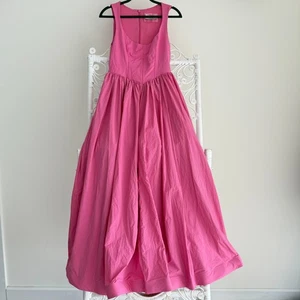Maxi abito BHLDN Anthropologie Jemma piccolo rosa tulle corsetto romantico civetta - Foto 1 di 13