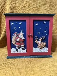 Vintage Christmas Santa Advent Calendar Cabinet 24 Wood Box Drawers 10”x11” - Picture 1 of 8