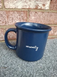 Nicole Miller "Serenity" Letras Blancas Gres Azul 16 Oz. Taza sopa café  - Imagen 1 de 11