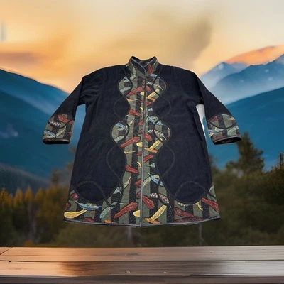 ✅Vintage KOOS Of Course Jacket Women’s 1X Vinyl Quilted Reversible Feather Boho - Image 1 of 4