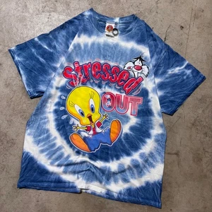 Vintage 2000 Looney Tunes Stressed Out Batik T-Shirt Cartoon Grafikdruck groß - Bild 1 von 7