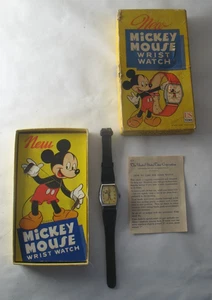 Vintage 1940s Ingersoll Mickey Mouse Disney Wrist Watch US Time w original box - Picture 1 of 14