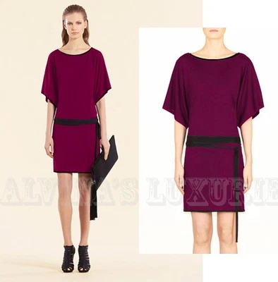 VESTIDO DE MALHA GUCCI LÃ DE CAXEMIRA SEDA CINTO AUTO AMARRAÇÃO ACABAMENTO PRETO US$ 1.490 PEQUENO - Imagem 1 de 4