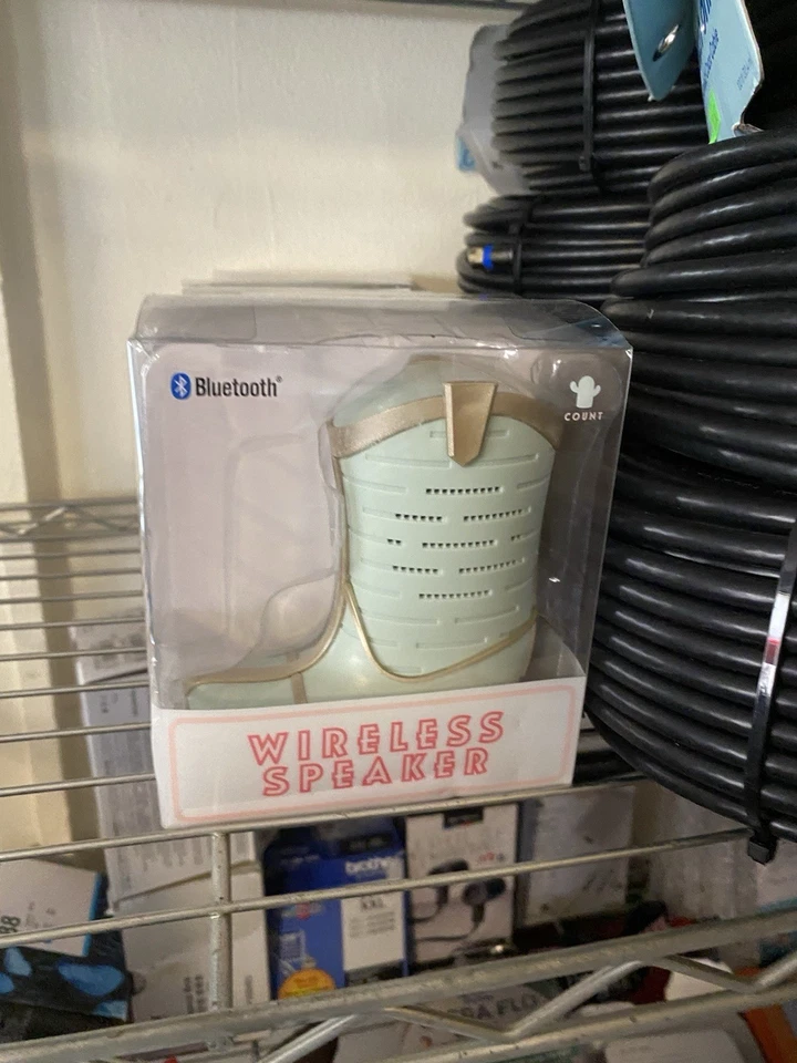 New Vivitar Pastel Blue and Gold Cowboy Cowgirl Boot Wireless Bluetooth Speaker - Image 1 of 1