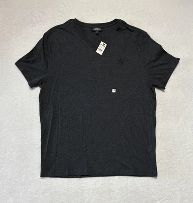 Express Shirt Mens Extra Large Gray V Neck Embroidered Lion Tee Casual XL New - Image 1 of 4