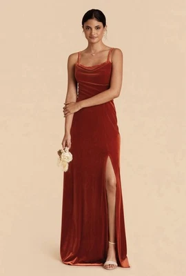  Vestido Birdy Gris Ceniza En Terciopelo Naranja Quemado Para Mujer Talla XS Foto 1 de 4