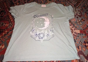 Urban Nation Green Moon Dreamer Cropped T-Shirt Large L Logo Preppy Sporty Boho - Bild 1 von 3